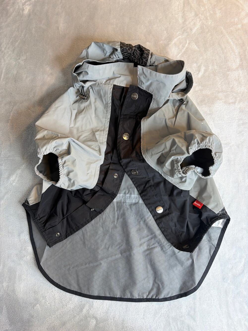 Reddy Reflective Waterproof Dog Rain Coat Jacket Colorblock Gray Black Size XL